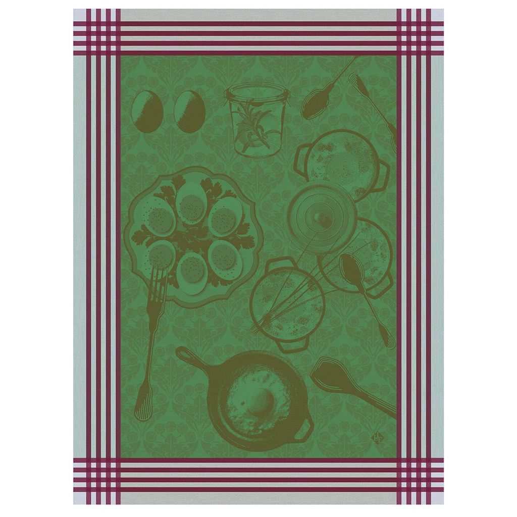 Oeufs Recette Emerald Tea Towels by Le Jacquard Français