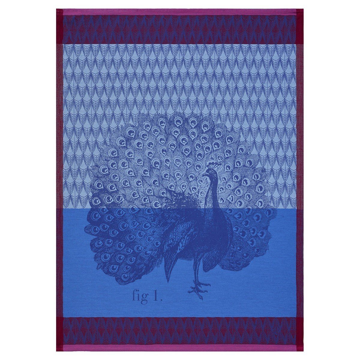 Planche Animal Paon Azure Tea Towels | Le Jacquard Francais at Fig Linens
