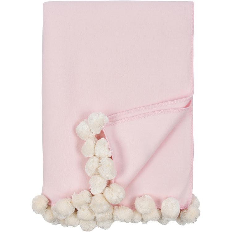 Luxxe Pom Pom Throw in Pink and Ivory