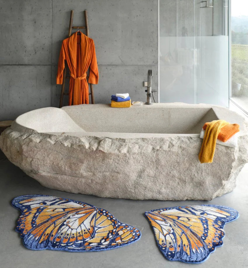 Mariposa Bath Rug Tangerine 614 by Abyss Habidecor